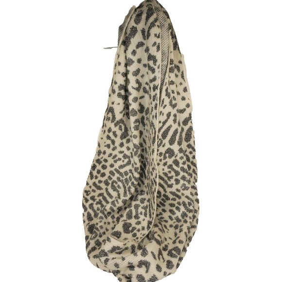 Calvin Klein Women’s Infinity Scarf Cream Glitter Animal Print Cheetah Leopard - Picture 1 of 12